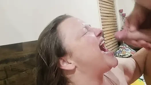 BBW MILF gets a shot in her face