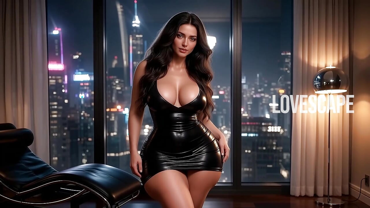 Brunette lateks panas menjadi liar di kamar hotel (ai)