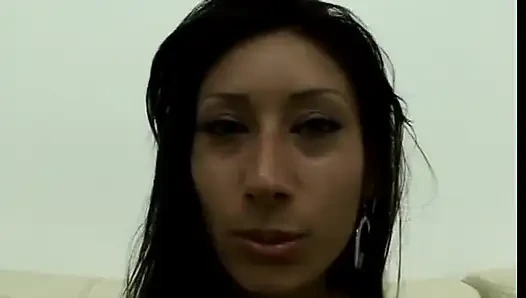 Nice pov blowjob from a gorgeous young brunette with a perfect little body