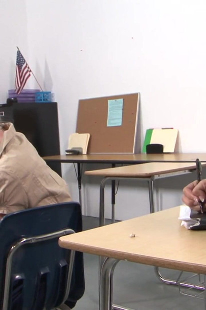 Super horny Nun eats her blonde student's pussy in the classroom