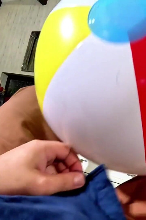 Denim Beach Ball Humiliation: Deepthroat, Popping, Doggy and Double Cum