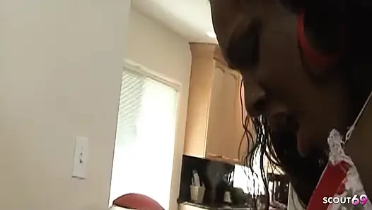 Ebony Teen Ms Platinum Gives a BBC Blowjob Gets Fucked and Takes a Cumshot in Her Pussy