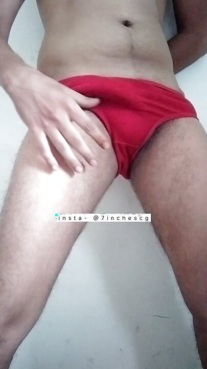 Wearing my Neighbour Girl Red Panty Jerking 7inchesind
