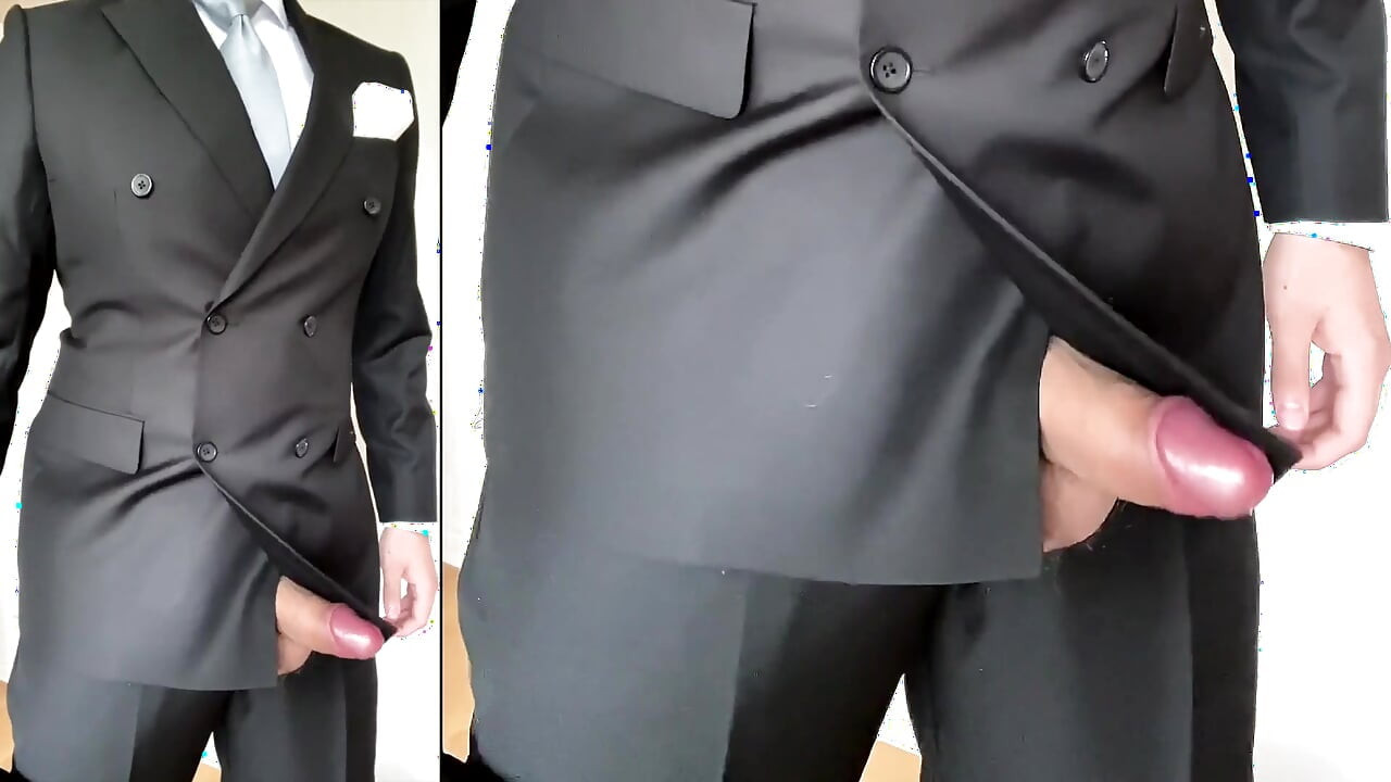 Suited Businessman Jerking off