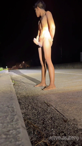 Emotional moment from "Cock Out on the Street - Outdoor Wank Ends in Huge Cumshot"