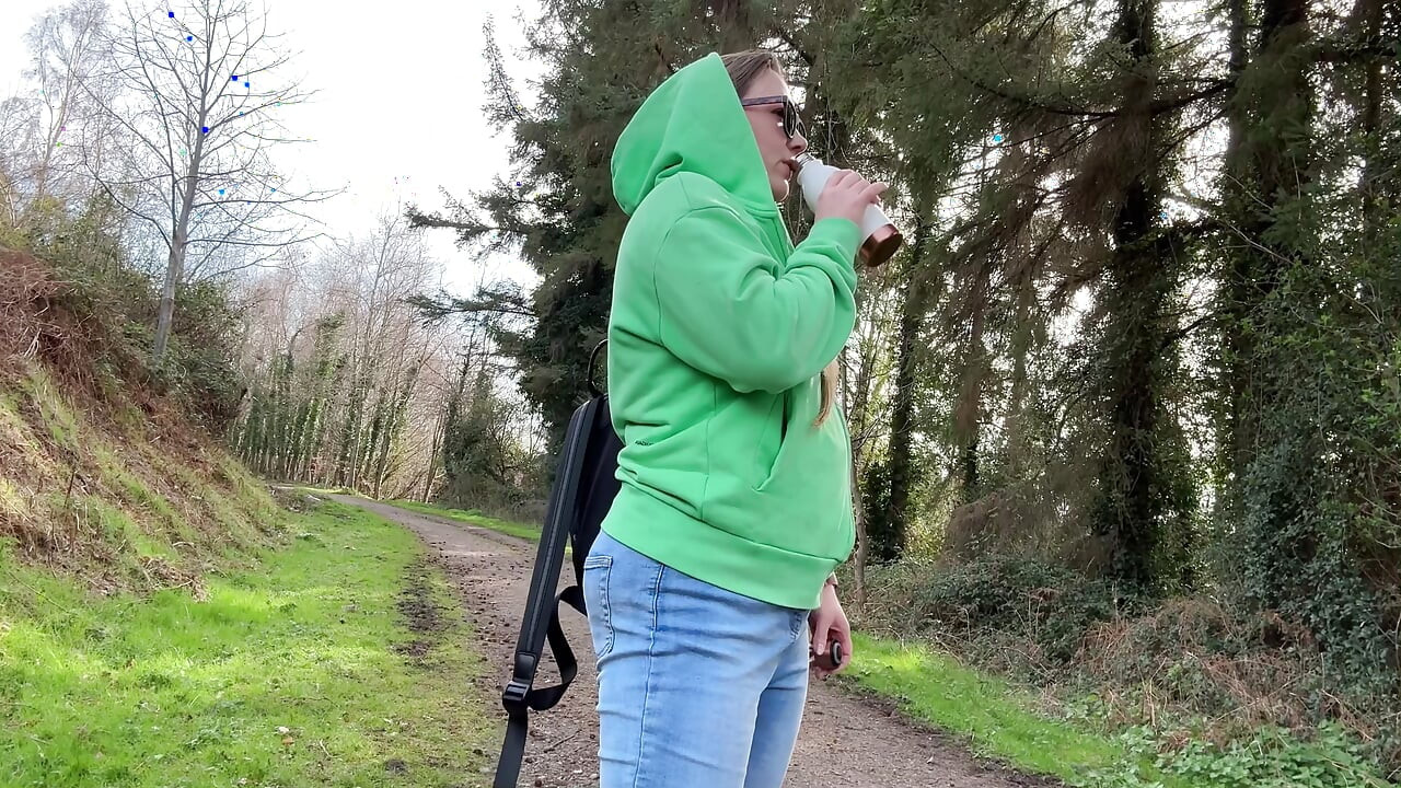 Desperate Outdoor Wetting Jeans on the Public Trail
