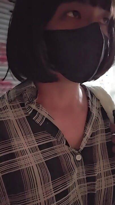 Shemale Ting xuan masturbates and pees outdoors with a vibrator