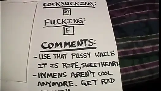 Three experienced guys give two innocent cuties some lessons of sexual education