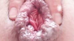Pushing your cum from my used ass. Little prolapse rosebud POV