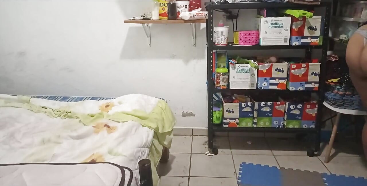 Sexy Stepmom Cleans the Bedroom in a Thong and Films Herself for Her Stepson