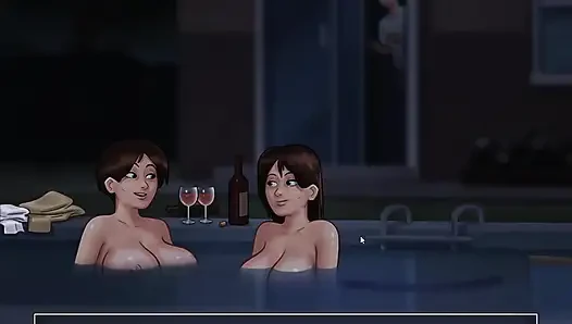 Caught My Stepmom And StepAunt Having Some fun in the pool And I Fucked The Stepmom