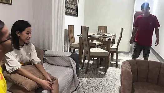 My best friend crying with jealousy while I fucked his horny girlfriend hard after losing the bet on the Colombia - Portugal match.