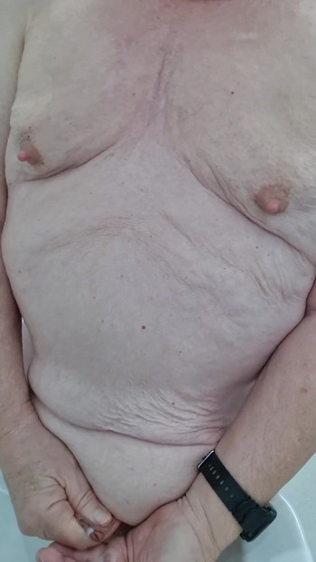 Emotional moment from "Bathroom wank with cum lick and eat"