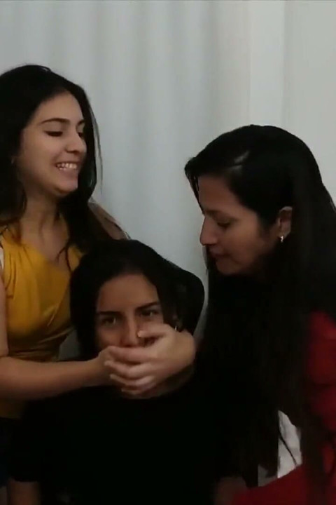 Stepmother and stepdaughters in their very first bondage debut video!