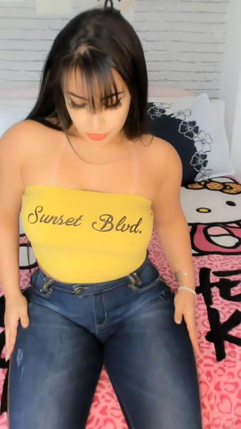 Stunning moment from "Sexy big ass latina wearing tight jeans pants dirty talking JOI jerk off instructions speaking"