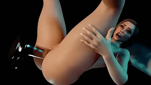 Busty Girl Has Anal Glass Dildo - 3D Porn