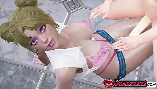 Animasi lexi si gadis hot rambut pirang dengan kaus kaki putih lagi asik jilat memek sampai becek - close up