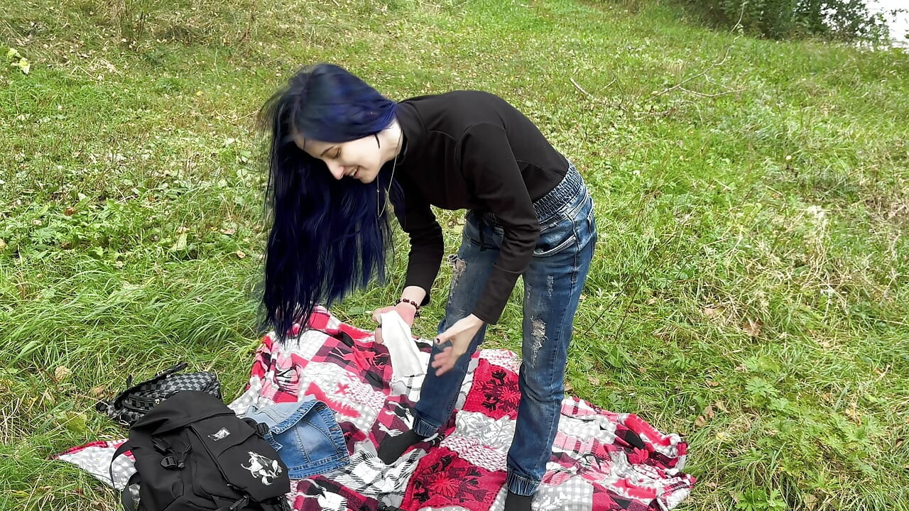 Public Sex with a Hot Stranger in Forest, Slut Showed Big Perfect Tits, Creampie