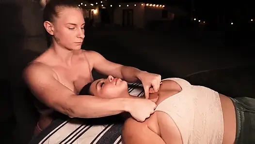Sensual Outdoor Massage Strap-on Sex