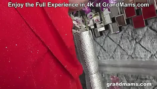 70yo Granny Plays with a Tiny Glass Dildo while Moaning Loudly at GrandMams