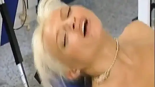 Blonde German Cougar Uses Toys and Gets Shared in Vintage FFM Threesome