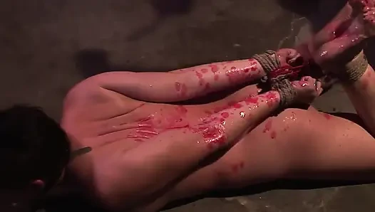 Lesbian mistress humiliates her tied up sexy slave