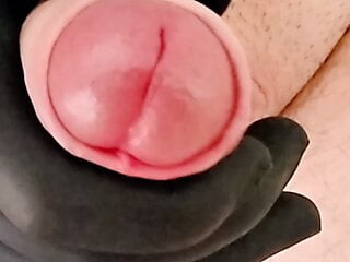 Yahim Behar. Masturbation with black latex gloves