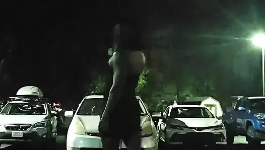 Black CD Walks Parking Lot and Shows Off Body For Everyone