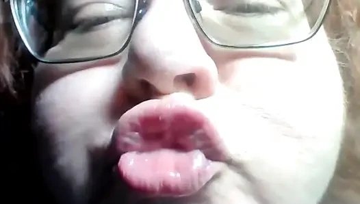 BBW Gives You Close up Clip of Her Nake Lips and Mouth Kissing and Licking Her Lips for You a Requested Clip!