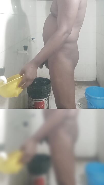 Bathing show nude bath shower black cock showing