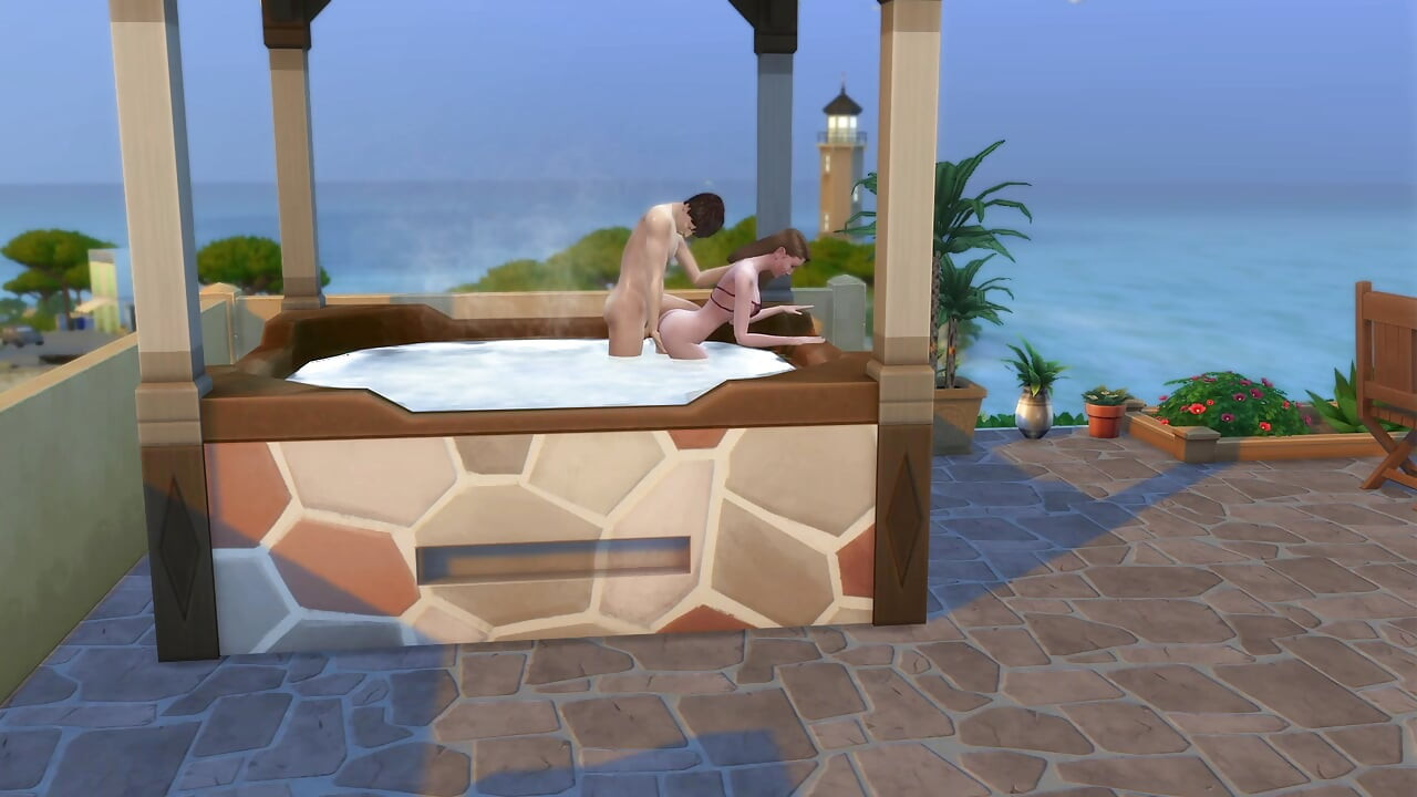 Casal de férias aproveitam para foder na hidro. The Sims