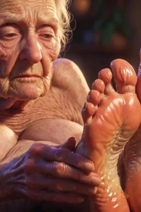 Beautiful Big Wrinkled Feet Oiled up - Oil Dripping From Toes Sensual Massage