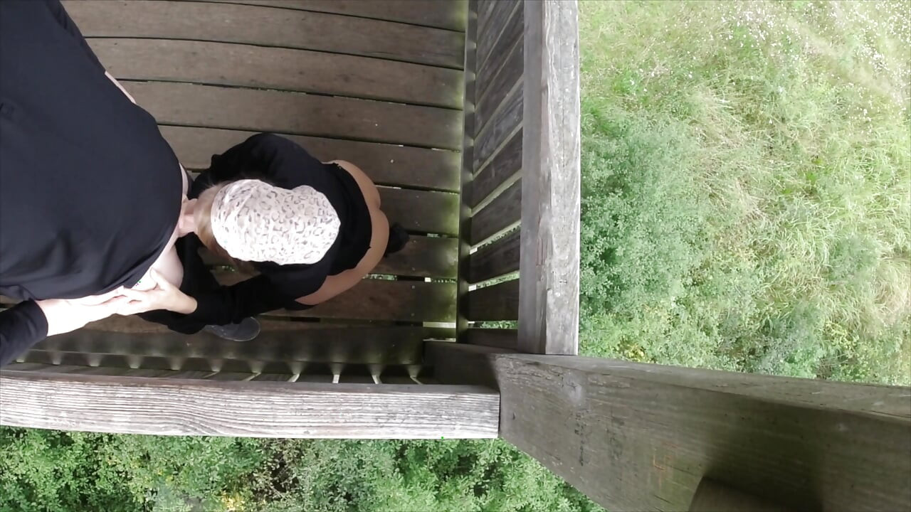 Risky public fuck on observation tower