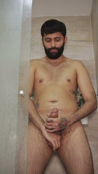 Hot Big Uncut Cock Daddy Camilo Brown Edging In The Shower And Shooting His Cum | Clip 1