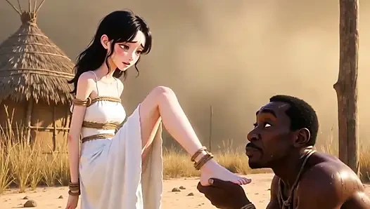 White Woman Tied in Africa - African Man Licking Her Feet