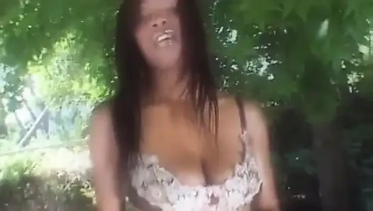 Young ebony gets slammed from behind