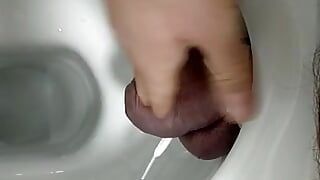 Toilet seat crushing tied cock and balls