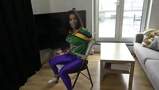 Latina in: Hockey Team Member Taped up to a Chair and Tape Gagged! (4k)