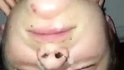 Caroline taking a load on her face