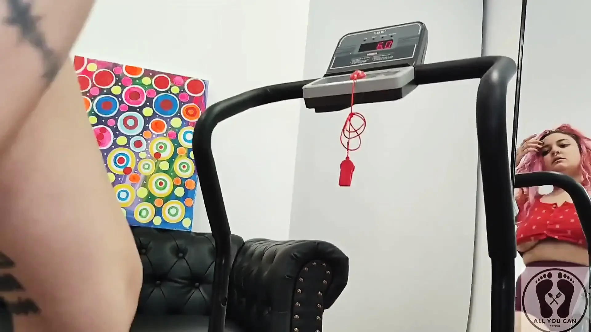 Treadmill Chubby Girl Exersices Short Tights Big Ass