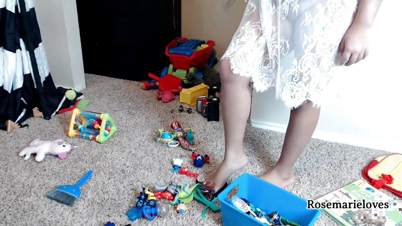 Real Stepmom Cleaning in Sheer Lace Dress