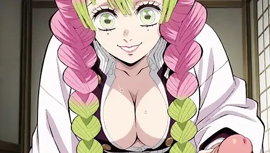 Mitsuri Kanroji Demon Slayer Naruto One Piece аниме хентай мультфильм с глубокой глоткой наездницы, миссионерский секс, кримпай, японская милфа