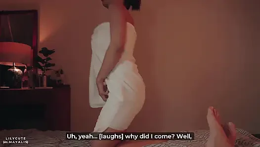 Üvey oğul üvey annesine masaj yapıyor ve sonra onu sert sikiyor