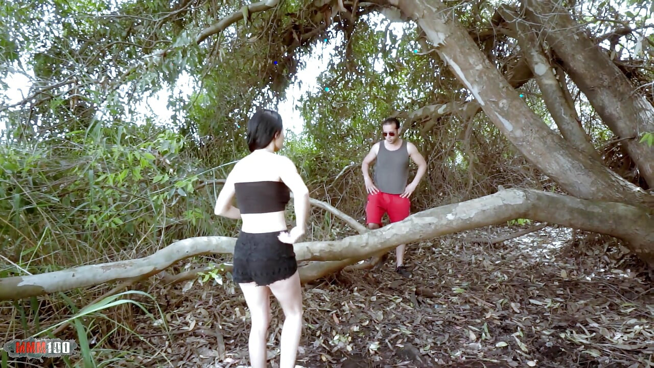 French beauty Mademoiselle Justine gets caught by Max in the woods