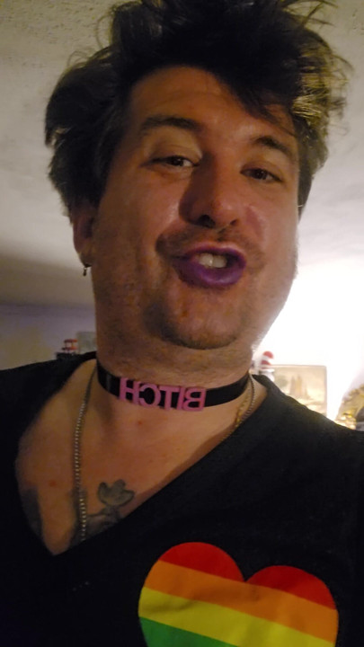 Me fooling around with My purple lipstick on Stating Black Lives Matter,  n keeping it horny n saucy. Keeping an smile.