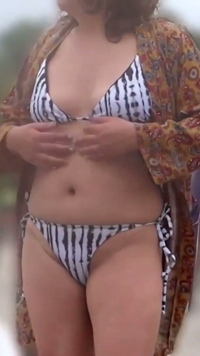 Beautiful stepmom shows off in a bikini on the beach and strips naked in private, great compilation. | Clip 2