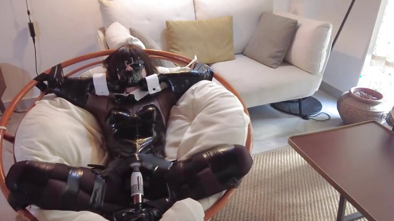Mz16 - a Chinese Girl Wearing Black Stockings and a Latex Suit Is Bound with Duct Tape