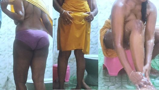 印度泰米尔大屁股女孩洗澡并与邻居快速发生性关系，令人惊讶的是德西女孩