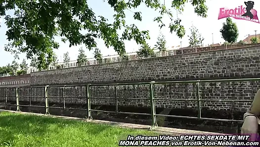 Alman tombul amatör parkta flört ettikten sonra erkek penisi emiyor