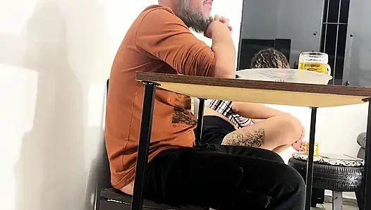 Naughty stepdaughter masturbates, gives a blowjob, and swallows it all.